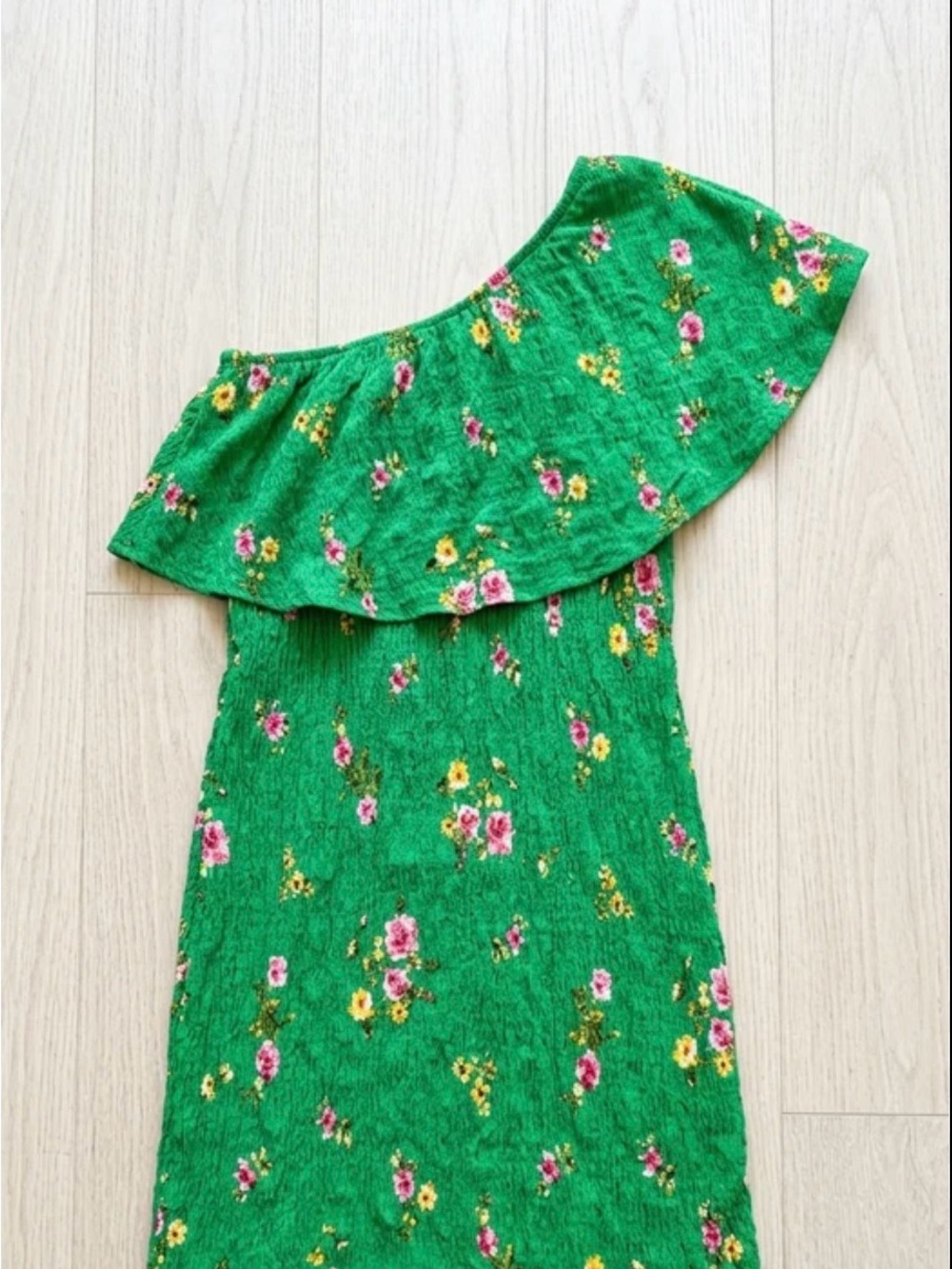 Green Floral Off-Shoulder Women’s Dress